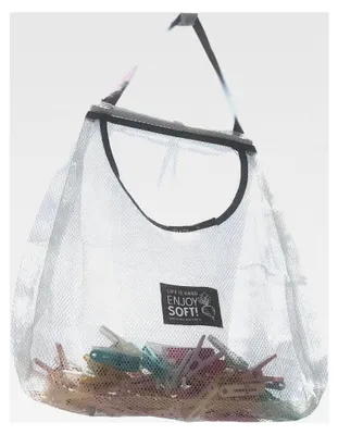 Produktbild von Großer Wäscheklammerbeutel für Wäscheleine, wiederverwendbarer Wäscheklammerhalter, waschbarer Wäschesack für Wäscheklammer (50 x 40 cm), Weiß