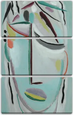 Produktbild von Leinwandbild 3-teilig (80x120cm): Alexej von Jawlensky - Heilandsgesicht: Märtyrer, echter Holz-Keilrahmen inkl. Aufhänger, handgefertigt in Deutschland