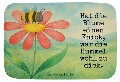 Produktbild von Mr. & Mrs. Panda Badezimmerteppich Hummel Blume Design - Weiß - Geschenk, Lustige Sprüche, Wespe, Biene, Hummeln, Natur, Badematte, Badteppich, Badvorleger, duschmatte