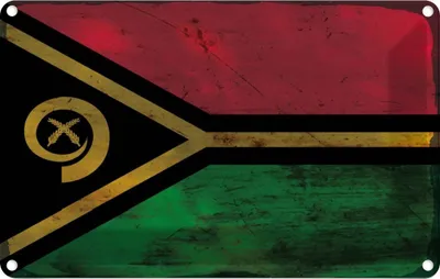 Produktbild von vianmo Blechschild 20x30 cm Vanuatu Rost Flagge Fahne Wappen