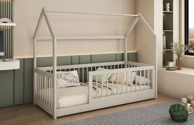 Obrázek produktu pro Domečková postel se zábranou 80x180 ALIRA - kašmír