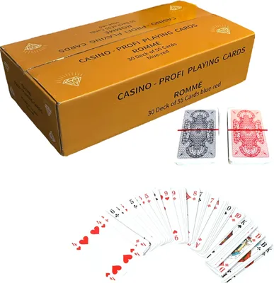 Obrázok produktu pre Kasíno - Profesionálne - Hracie karty - 60 x 55 hracích kariet - 30 x červené a 30 x modré - 9,2 x 5,9 cm