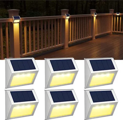 Solar-Heckleuchten, 6er-Pack, warmweiß, Edelstahl, LED, wasserdicht
