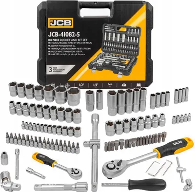 Produktbild von JCB | Werkzeugkoffer gefüllt, 108TLG, Sechskant, 4-32mm, Werkzeug-Set, Werkzeugkiste, Werkzeugbox