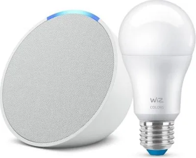 Produktbild von Amazon AXAECHOPOPSMARTBULBW, Amazon Alexa / Google Home / Apple HomeKit, Rund, Weiß, Glacier, Amazon Music, Apple Music, Deezer, Spotify, Kabelgebunden