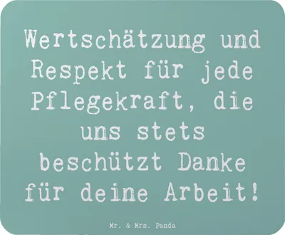 Produktbild von Mr. & Mrs. Panda Mauspad Spruch Pflegekraft Wertschätzung - Meeresbrise - Geschenk, Alltagshelden, mausteppich, Mousepad, Aufmerksamkeit, Mouse Pad, mousematte, Respekt