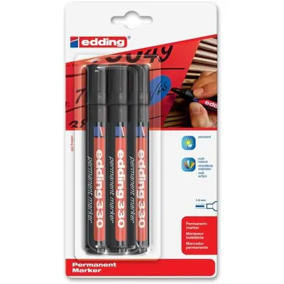 Zdjęcie produktu dla edding 330 marker permanentny czarny (opakowanie blister 3 szt.)