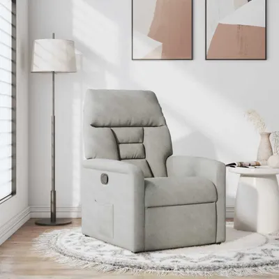 Immagine prodotto di vidaXL Poltrona relax in tessuto microfibra grigio chiaro