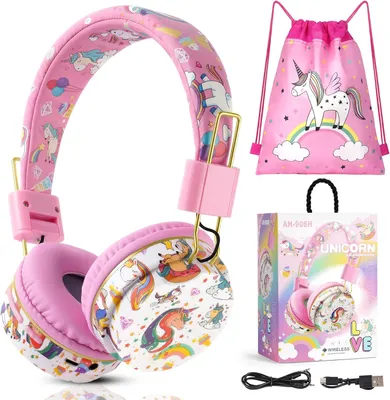 Produktbild von Kopfhörer Kinder, Kinderkopfhörer Bluetooth, Mädchen Katzenohr Kopfhörer Over-Ear mit LED-licht Faltbare Stereo Kopfhörer Kabellose, Kopfhörer Kinder