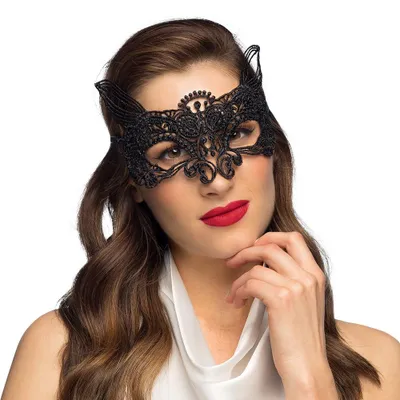 Spitzenmaske für Maskenball, schwarz, elegant, Damen