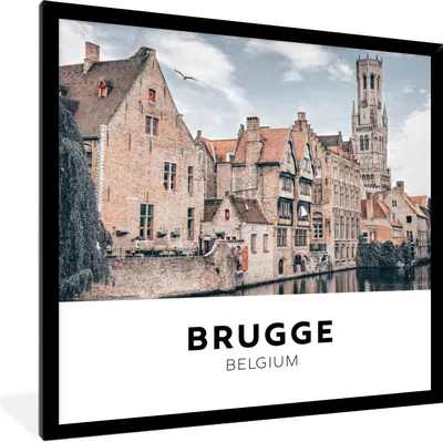 Produktbild von MuchoWow® Gerahmtes Poster Brügge - Belgien - Häuser 40x40 cm - Poster mit Schwarzem Bilderrahmen Wandposter Rahmen Foto Bilder - Mit Rahmen - Wanddekoration Schlafzimmer