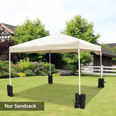 Produktbild von Pavillon Standfuß 4er-Set, Faltpavillon Partyzelt Gewichtssack befüllbar, Polyester Schwarz | 14x14x42 cm | Klettverschluss | 4 Stück