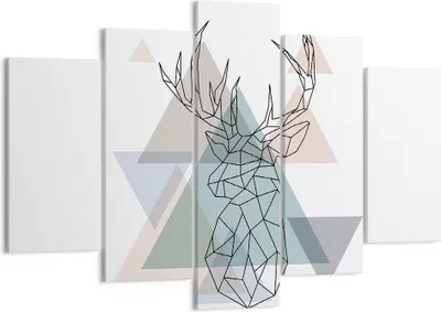 Produktbild von Bild auf Leinwand - Leinwandbild - Hirsch Abstraktion - 150x100cm - Wand Bild - Wanddeko - Leinwanddruck - Bilder - Kunstdruck - Wanddekoration - Leinwand bilder - Wandkunst - EA150x100-3909