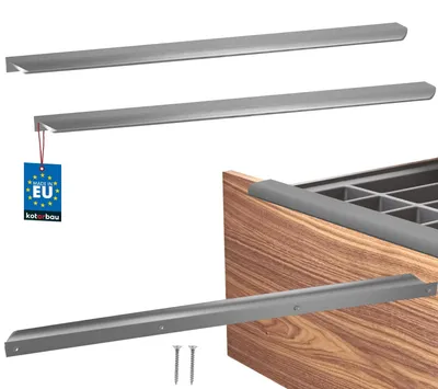 Immagine prodotto di KOTARBAU® Set da 2 maniglie per mobili, maniglie per armadi 500 mm, argento opaco ZnAl, maniglie con fissaggio posteriore, maniglie per bordi, maniglie per cassetti, cucina moderna