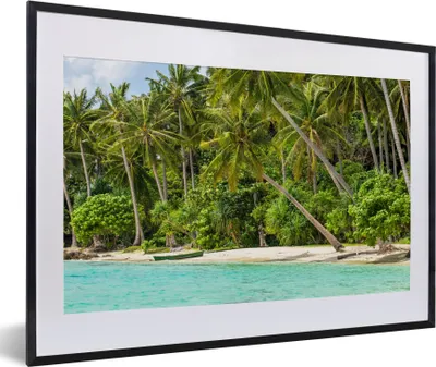 Produktbild von MuchoWow® Gerahmtes Poster Palme - Meer - Tropisch 60x40 cm - Poster mit Schwarzem Bilderrahmen Wandposter Rahmen Foto Bilder - Schlafzimmer - Plakat in Rahmen - Drucken