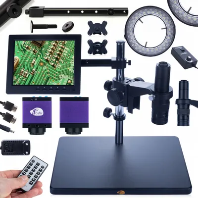 Immagine prodotto di Rosfix Microscopio Digitale Earth Pro MCEP-0.5X + Display da 8 Pollici + Supporto + Illuminazione LED Regolabile 56x + Fotocamera Tucana Pro