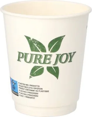 Produktbild von Trinkbecher, Pappe 0,2 l Ø 8 cm · 9 cm weiss "Pure Joy" doppelwandig