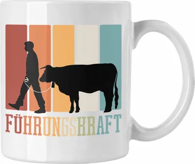 Produktbild von Trendation - Bauer Landwirt Tasse Kuh Führungskraft Tasse Kaffee-Becher für Bauern (Weiß)
