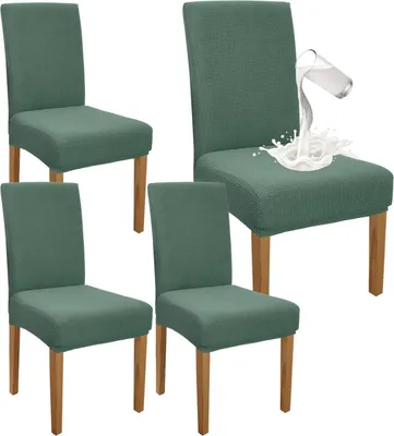 Immagine prodotto di Copri-sedie da pranzo impermeabili - Set da 4 - Verde matcha - Elasticizzate