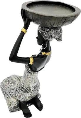 Produktbild von Afrikanerin mit Kerzenhalter 15 x 12 x 22 cm Afrika Frauen Figur