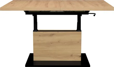 Produktbild von Couchtisch >Lift< verstellbar,  Asteiche Nachbildung / schwarz - 120/160x56/75x70cm (BxHxT)