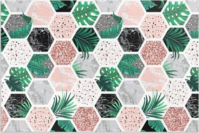 Produktbild von Tropisches Hexagonium – Vinylteppich – 140x210 cm – Outdoor Teppich – Terrasse – Wetterfest – Modern