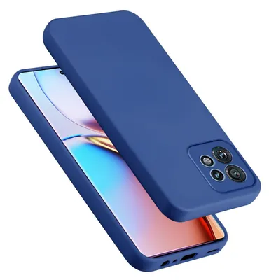 A blue phone case is shown on top of a smartphone.
