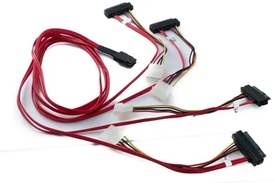 Produktbild von SYSTEM-S SFF-8087 Kabel 100 cm Mini SAS 36 Pin zu 4x SAS 29 Pin SFF-8482 für RAID Festplatte Motherboard