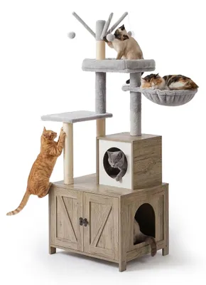 Produktbild von Katzenbaum mit Katzenstreuschrank, 150 cm, Sisalstämme