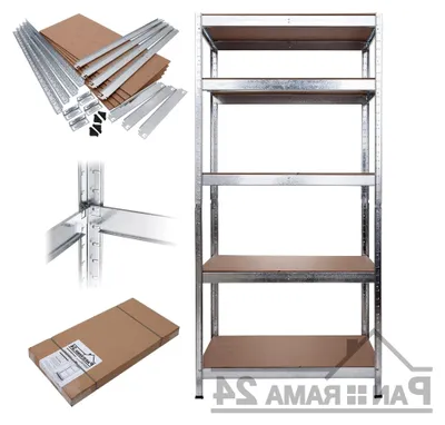 Produktbild von Metall-Lagerregal, verzinkt, Tragkraft 875 kg, 5 Böden, Silber, 90x40x180 cm