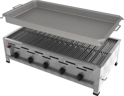 Produktbild von Gastro Gasgrill 5-flammig Edelstahl mit Piezozündung und Flammüberwachung
