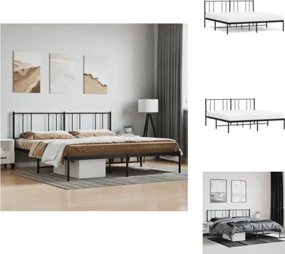 Produktbild von vidaXL Bettgestell mit Kopfteil Metall Schwarz 193x203 cm -  Betten & Bettgestelle