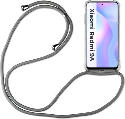 Produktbild von Xiaomi Hülle mit Band Schutzhülle Handykette Silikon Handy Tasche mit Schnur Neu Xiaomi Redmi 9A Grau