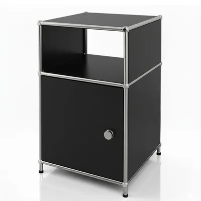 Immagine prodotto di Tavolino Floordirekt Concept Epure scaffale in metallo MK-040, scaffale a 3 livelli 40x40x65 cm in nero, con anta e ripiano, scaffale di design per tutti gli ambienti