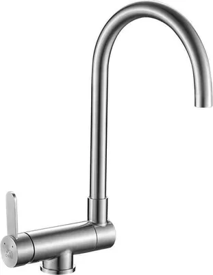 Immagine prodotto di Miscelatore verticale di design per lavello con bocca a U in acciaio