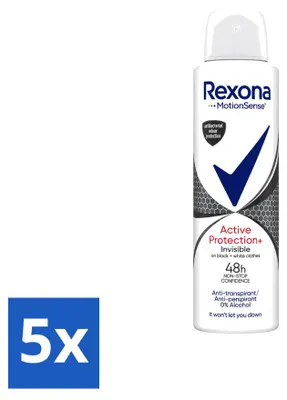 Image de 5 sprays déodorants Rexona Active Protection Invisible - 150 ml - Pack économique - 5 pièces