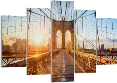 Produktbild von Bild auf Leinwand - Leinwandbild - New York Brücke - 150x100cm - Wand Bild - Wanddeko - Wandbilder - Leinwanddruck - Bilder - Kunstdruck - Wanddekoration - Leinwand bilder - Wandkunst - EA150x100-3707