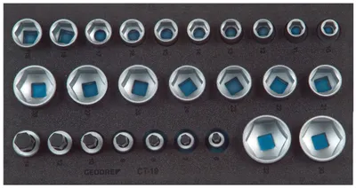 Produktbild von GEDORE 1500 CT1-19 Satz Steckschlüsseleinsätze 1/2", 6-kant, in Check-Tool-Modul, 2308908