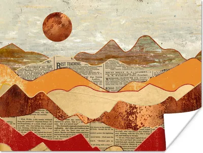 Produktbild von MuchoWow® Poster Vintage - Zeitung - Bronze - Abstrakt - Landschaft - Farben 40x30 cm - Plakate für die Wände - Poster Wohnzimmer
