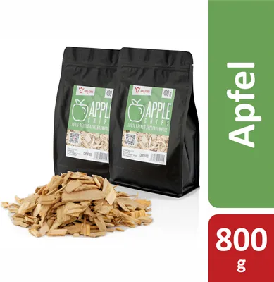 Zdjęcie produktu dla BBQ-Toro zrębki wędzarnicze jabłkowe 800 g, zrębki wędzarnicze do grilla gazowego, wędzarni, BBQ, intensywne wędzenie, drewno jabłkowe