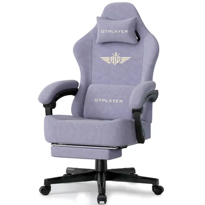 Produktbild von GTPLAYER Gaming Stuhl Ergonomischer Gaming Sessel Schreibtischstuhl Bürostuhl mit Stoffoberfläche Federsitzkissen, Verbindungsarmlehnen, mit Fußstütze