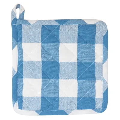 Produktbild von Clayre & Eef Topflappen 20*20 cm Blau, Weiß Baumwolle Quadratisch Fenster Ofenhandschuhe Gießhilfsmittel Topflappen