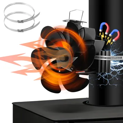 Immagine prodotto di Jayseuw Ventilatore per stufe a 6 pale Ventilatore per stufe Ventilatore elettrico Ventilatore per stufe senza elettricità per caminetti Stufe a legna Stufe a basso rumore