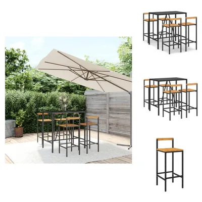 Image de vidaXL Ensemble bar de jardin 5 pièces noir Poly rotin & bois massif acacia - Ensemble de meubles de jardin