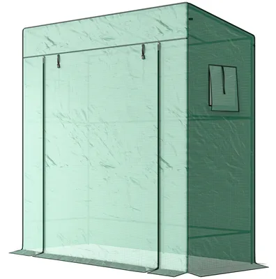 Produktbild von Outsunny Tomatengewächshaus Foliengewächshaus mit Rolltor Mesh-Fenster Grün