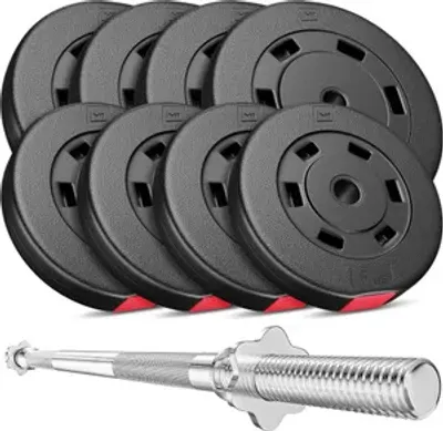 Produktbild von Hop-Sport Hantelset 69kg Langhantel Langhantelstange Hantelcheiben Gewichte 4x10 kg + 4x5 kg