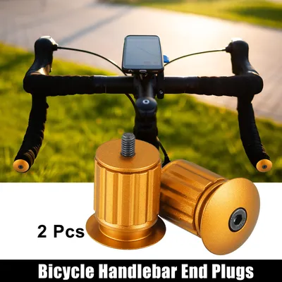 Produktbild von 1 Paar Aluminiumlegierung 17.5-22 mm Lenkerendstopfen Fahrrad Bar End Goldton