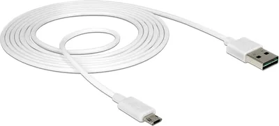 Produktbild von Delock EASY-USB - USB-Kabel - Micro-USB Typ B (M) zu USB (M) - USB 2.0 - 2 m - umkehrbarer A-Stecker, umkehrbarer mikro B-Stecker - weiß