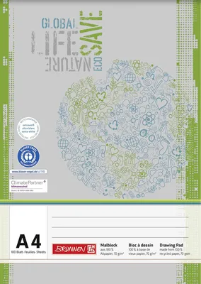 Produktbild von 5X BRUNNEN 104740901 Malblock A4 100Bl Recycling