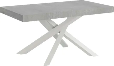 Produktbild von Volantis Premium ausziehbarer Betontisch 180/440x90 cm mit weißen Beinen